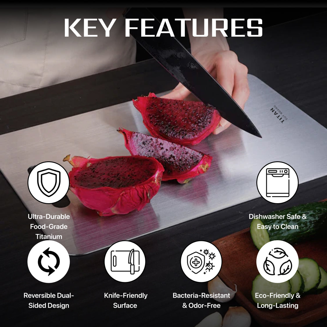 100% Pure Titanium Cutting Board